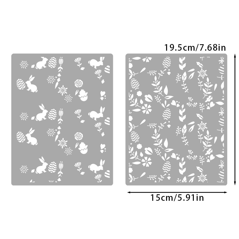 2 PCS Easter Theme Pattern DIY Painting Hollow Stencil