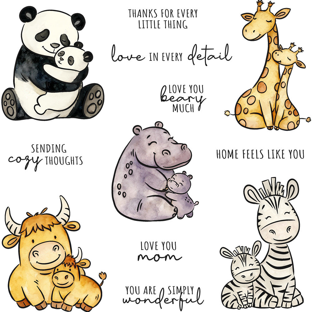 Love Mom Baby Animals Clear Stamps