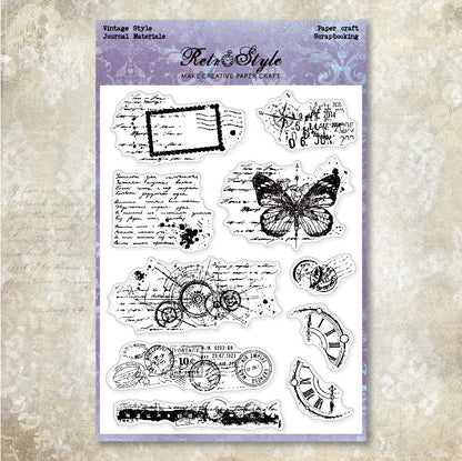 Vintage Style DIY Journal Clear Stamps