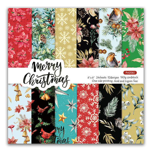 24PCS 6" Merry Christmas Scrapbook Paper & Cardstock