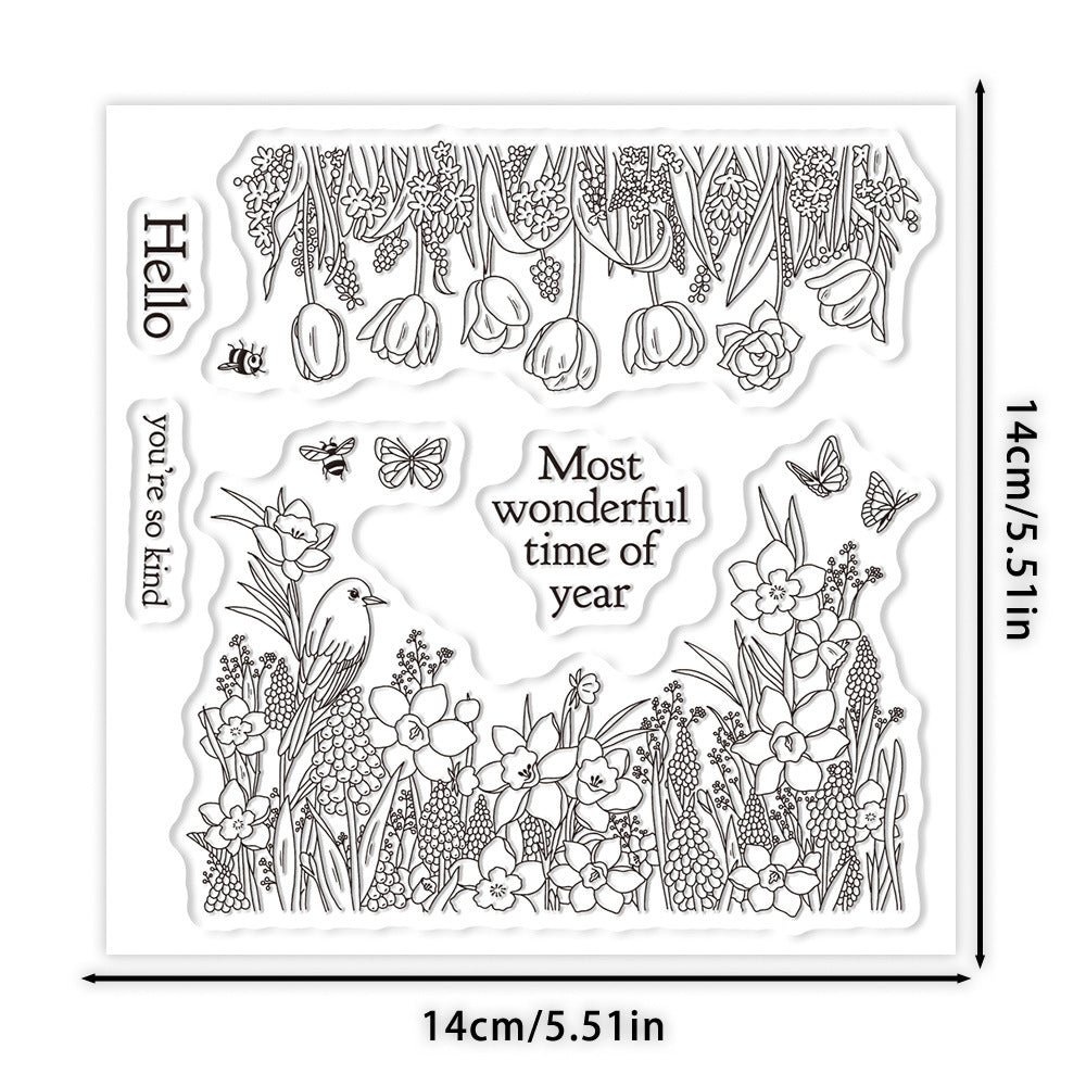 Two Groups of Flower Bushes Dies & Stamps Set