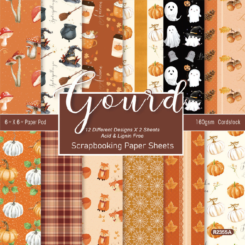 24PCS 6" Gourd Scrapbook Paper & Cardstock