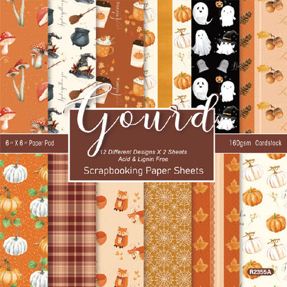 24PCS 6" Gourd Scrapbook Paper & Cardstock
