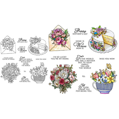 Happy Mother's Day Flowers Cakes Clear Stamps