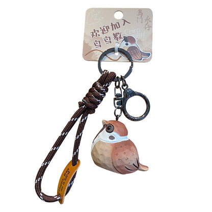 Creative Handmade Wood Carving Bird Keychain