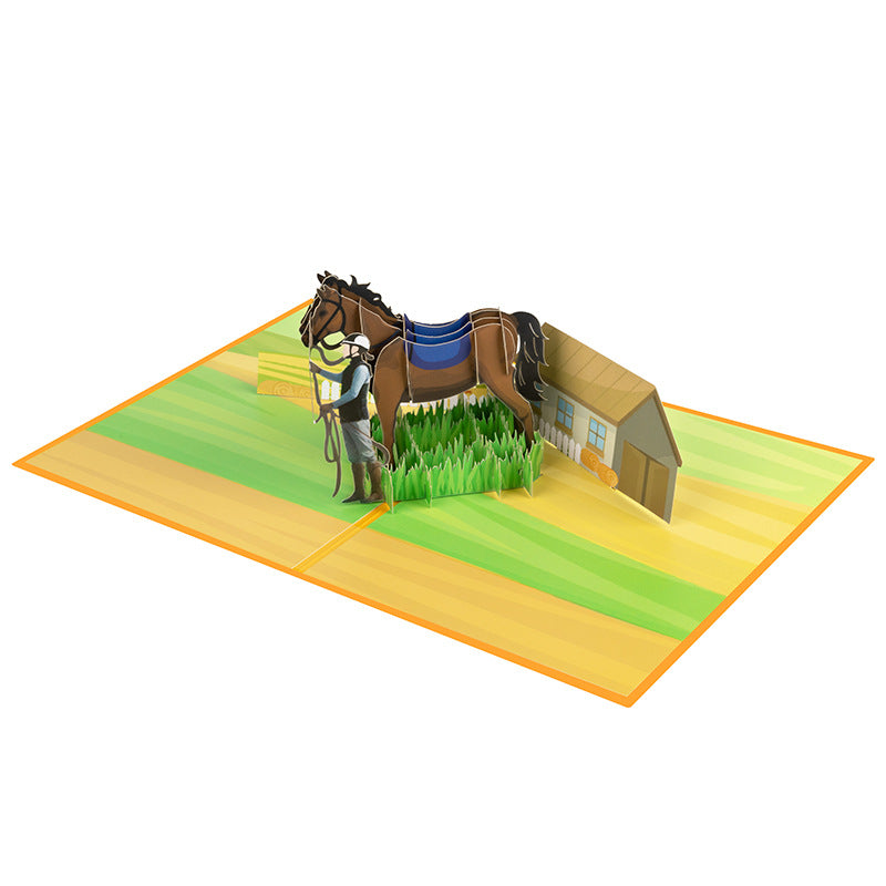 3D Creative Equestrian Competition Pop-Up Card