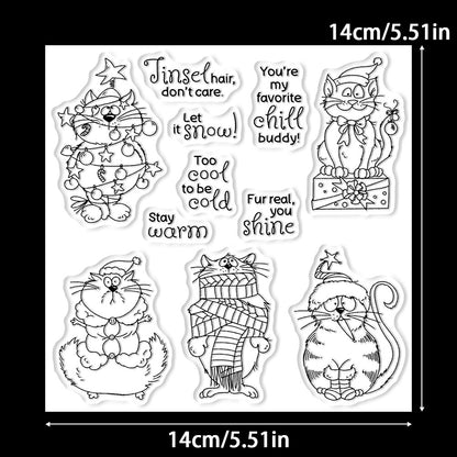 Christmas Funny Cats Dies & Stamps Set