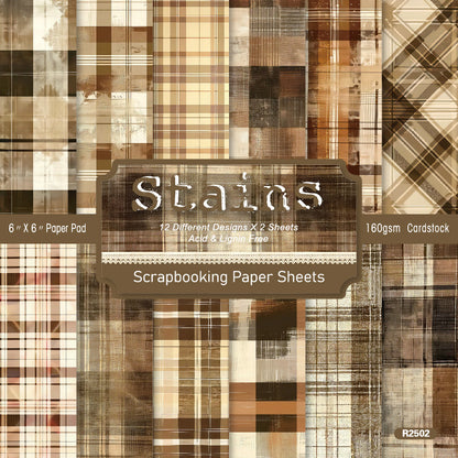 24PCS 6" Stains Scrapbook Paper & Cardstock