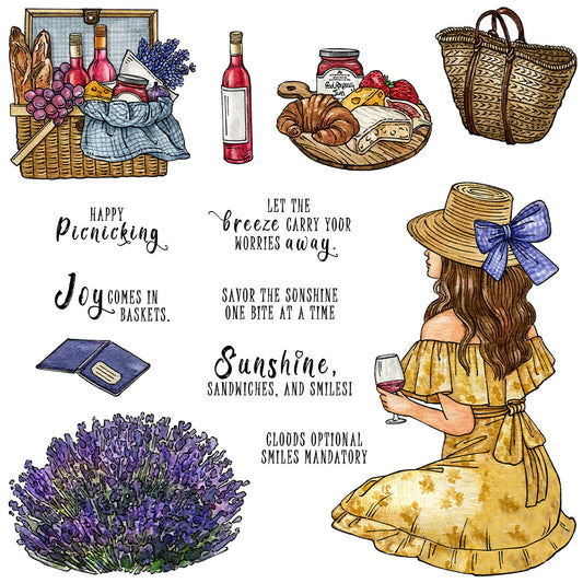 Beautiful Girl Holiday Picnic Clear Stamps
