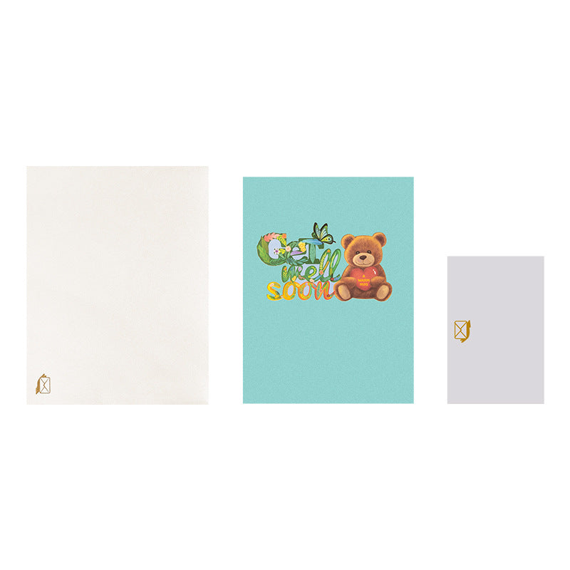 3D Creative Getwellsoon Bear Pop-Up Greeting Card