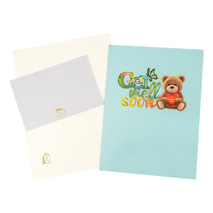 3D Creative Getwellsoon Bear Pop-Up Greeting Card