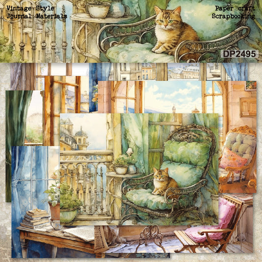 A5 European Windows Vintage Journal Scrapbook Paper