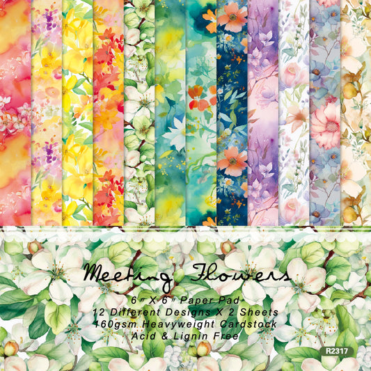 24PCS 6" Meeting Flowers Scrapbook Paper & Cardstock