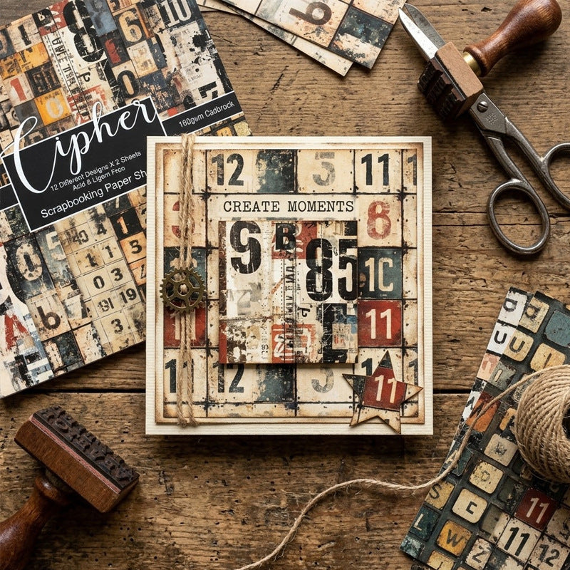 24PCS 6" Cipher Scrapbook Paper & Cardstock