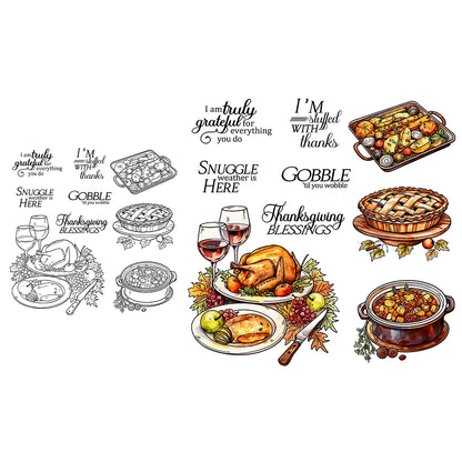 Thanksgiving Turkey Red Wine Dies & Stamps Set