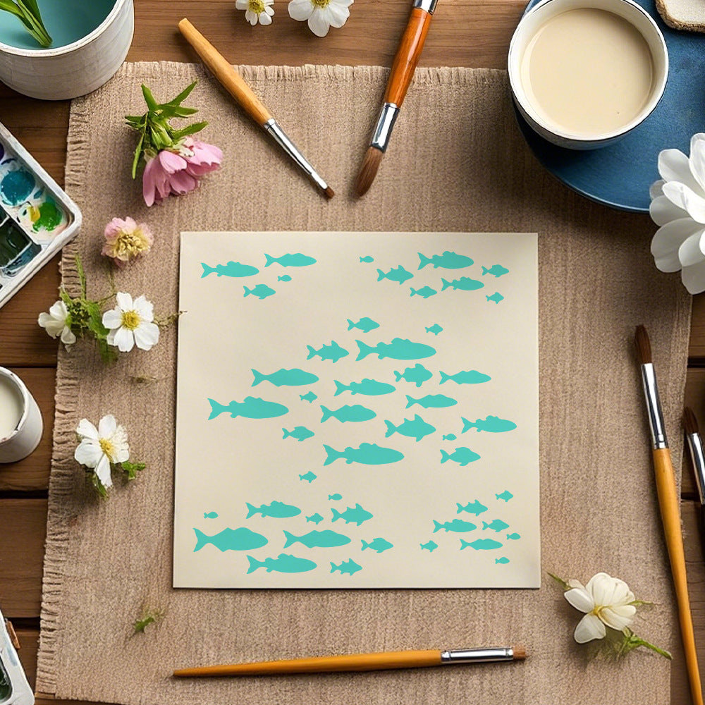 Fish Pattern DIY Painting Hollow Stencil
