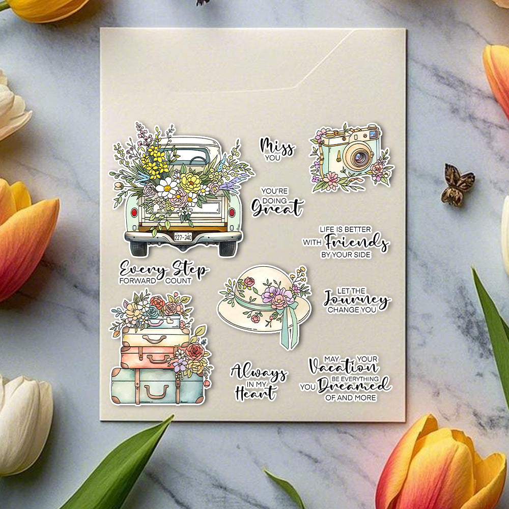 Flowers and Travel Clear Stamps