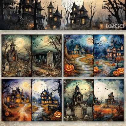 A5 Halloween Haunted House Scrapbook Paper