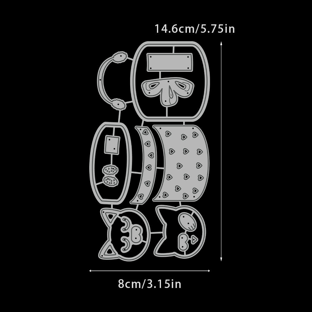 Christmas Kitten Gift Box Metal Cutting Dies