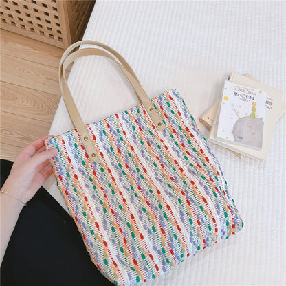 Colorful Wool Woven Shoulder Tote Bag