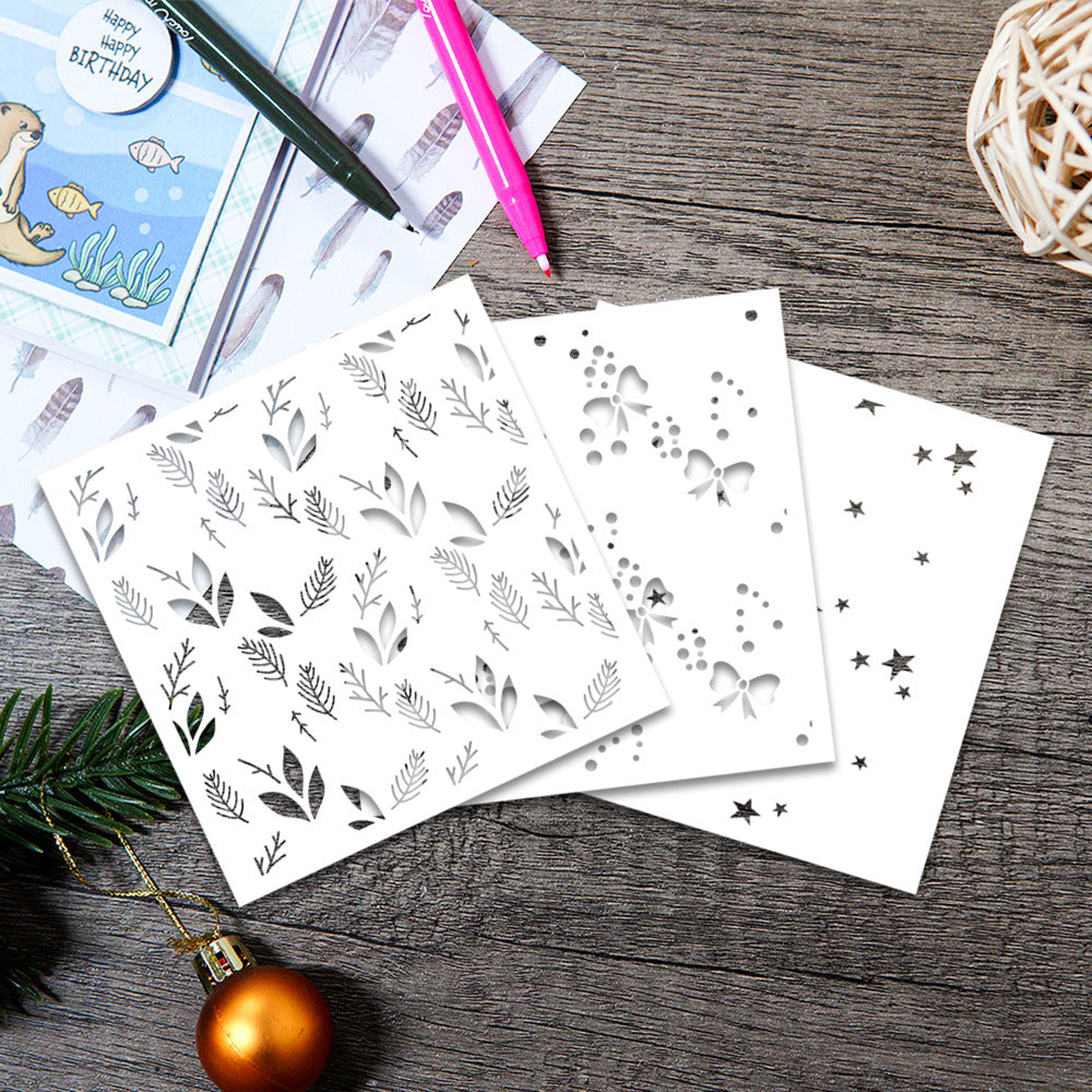 3 PCS Decorative Background DIY Painting Hollow Stencil