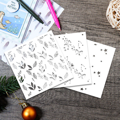 3 PCS Decorative Background DIY Painting Hollow Stencil