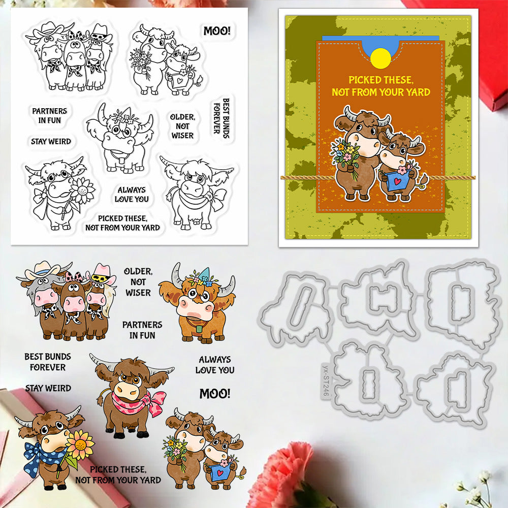 Flower Cow Dies & Stamps Set