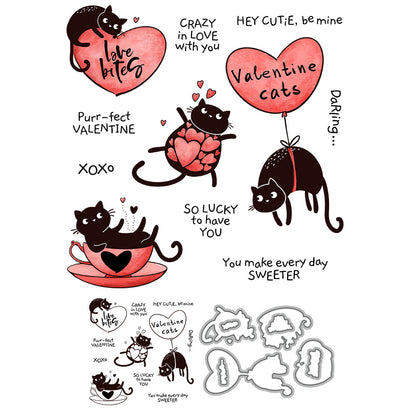 Valentine's Day Cat Dies & Stamps Set