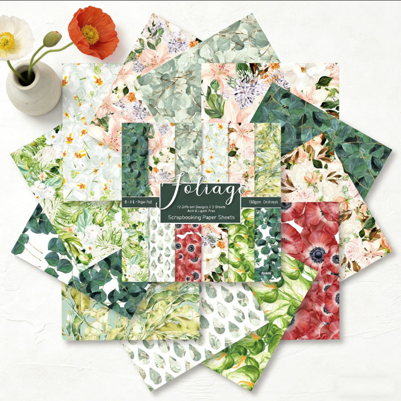 24PCS 6" Foliage Scrapbook Paper & Cardstock
