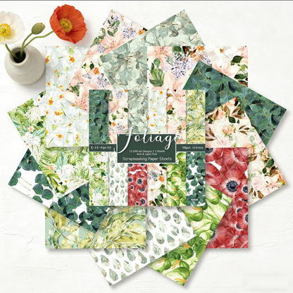 24PCS 6" Foliage Scrapbook Paper & Cardstock