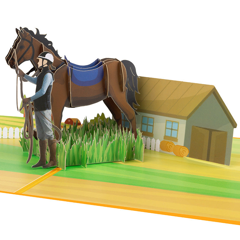 3D Creative Equestrian Competition Pop-Up Card