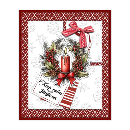 Christmas Candle Pine Leaves Clear Stamps