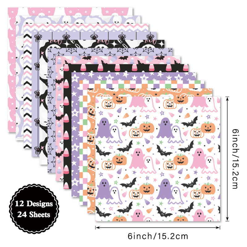 24PCS 6" Spooky Scrapbook Paper & Cardstock