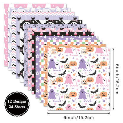 24PCS 6" Spooky Scrapbook Paper & Cardstock
