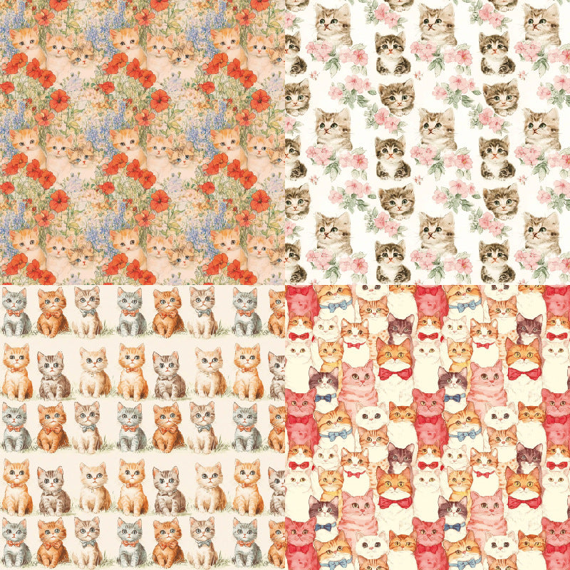 24PCS 6" Vintage Cats Scrapbook Paper & Cardstock