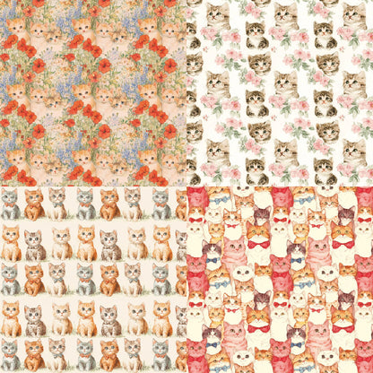 24PCS 6" Vintage Cats Scrapbook Paper & Cardstock
