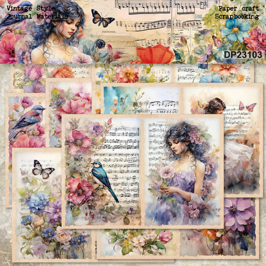 A5 Vintage Lady Decorative Craft Paper