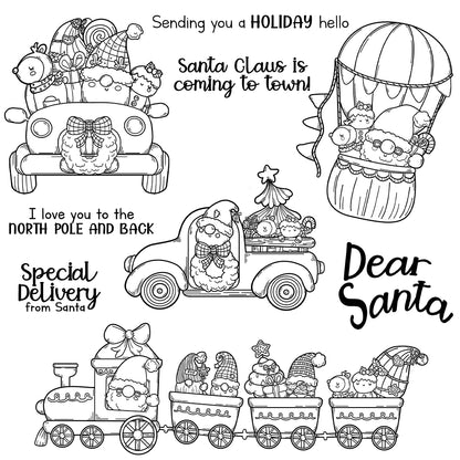 Santa Truck Hot Air Balloon Clear Stamps