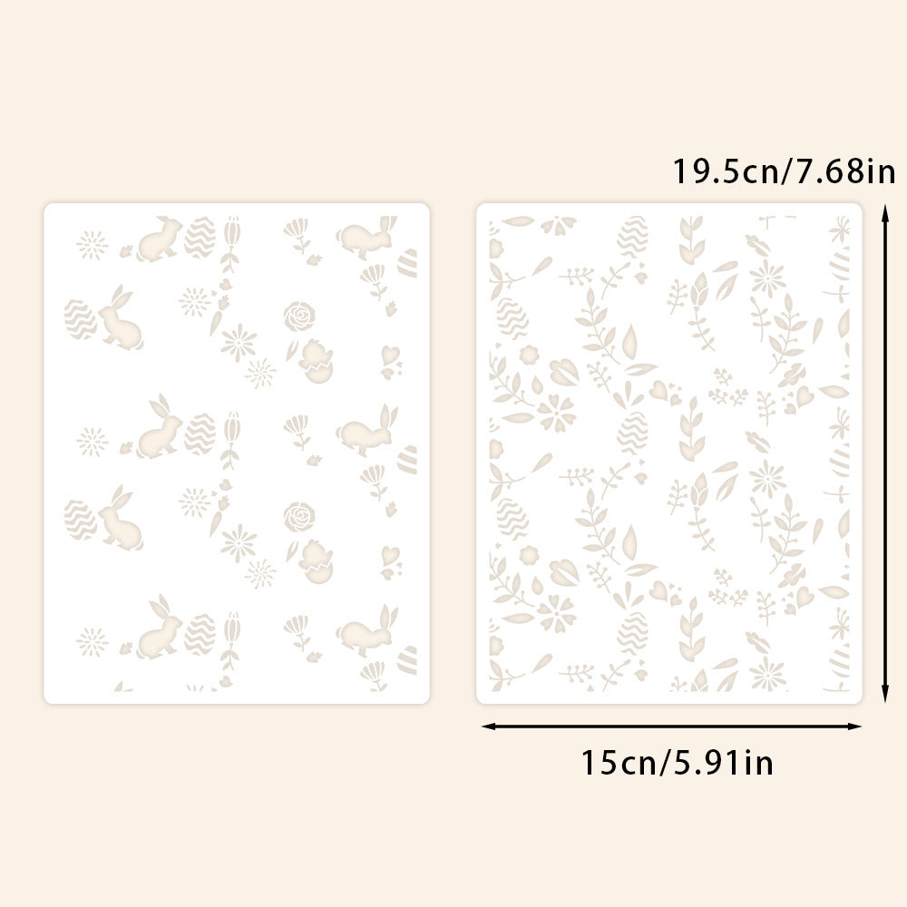 2 PCS Easter Theme Pattern DIY Painting Hollow Stencil