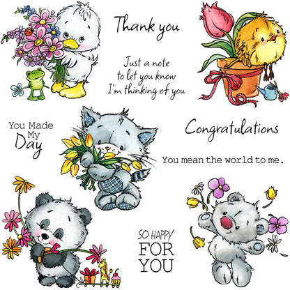 Flowers and Animals Clear Stamps