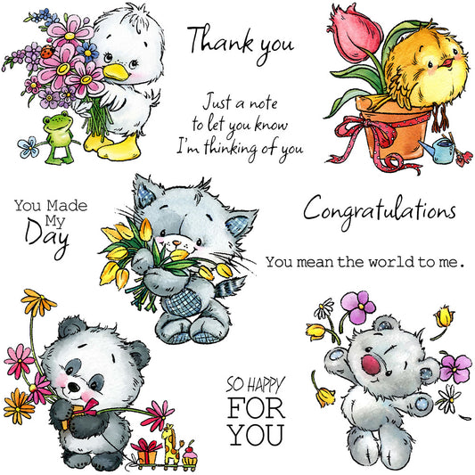 Flowers and Animals Clear Stamps