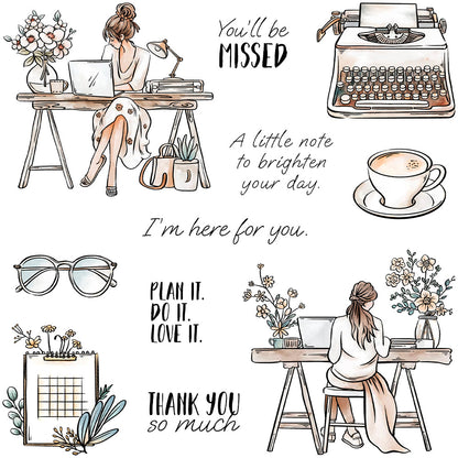 Office Girl Clear Stamps