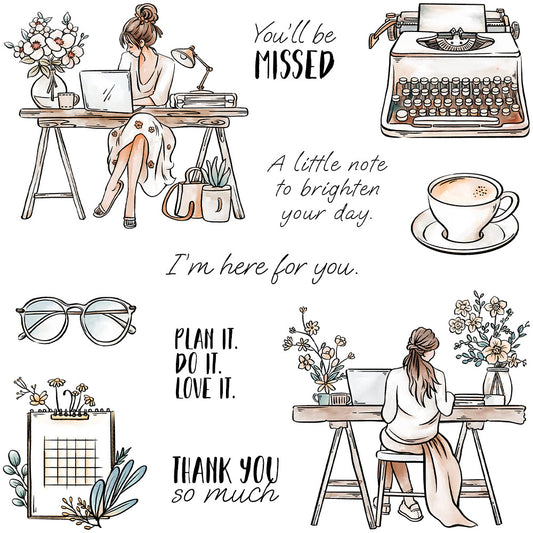 Office Girl Clear Stamps