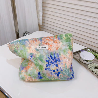 Oil Painting Fresh Floral Cosmetic Bag