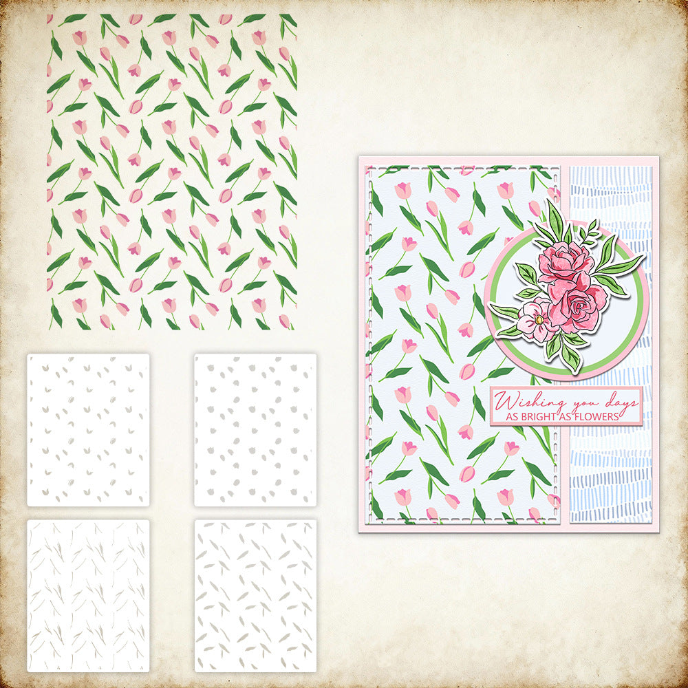 4 PCS Tulip Pattern DIY Painting Hollow Stencil