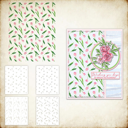 4 PCS Tulip Pattern DIY Painting Hollow Stencil