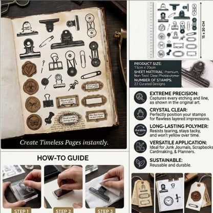 Vintage Style DIY Journal Clear Stamps