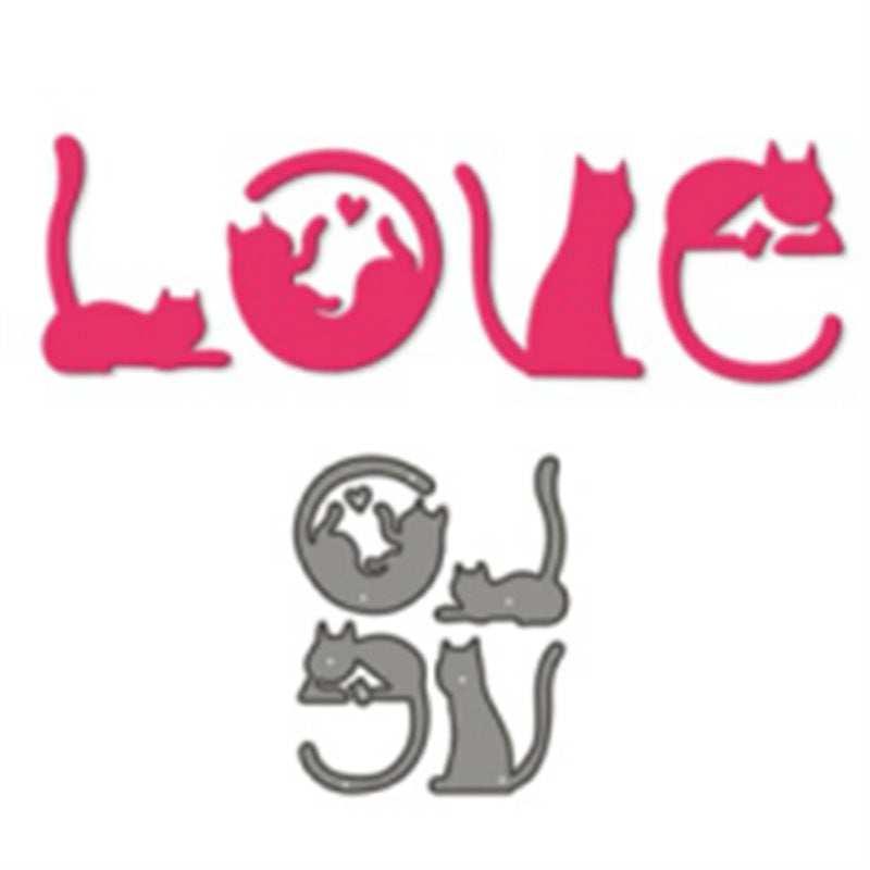 LOVE Shape Cats Metal Cutting Dies