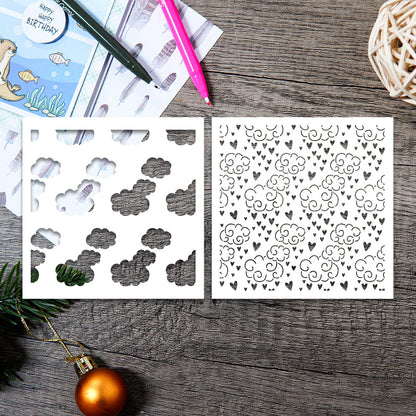 2 PCS Cloud Heart Pattern DIY Painting Hollow Stencil