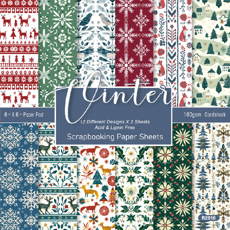 24PCS 6" Christmas Scrapbook Paper & Cardstock